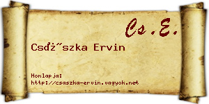 Császka Ervin névjegykártya