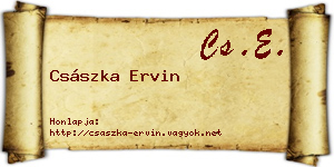 Császka Ervin névjegykártya
