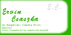 ervin csaszka business card